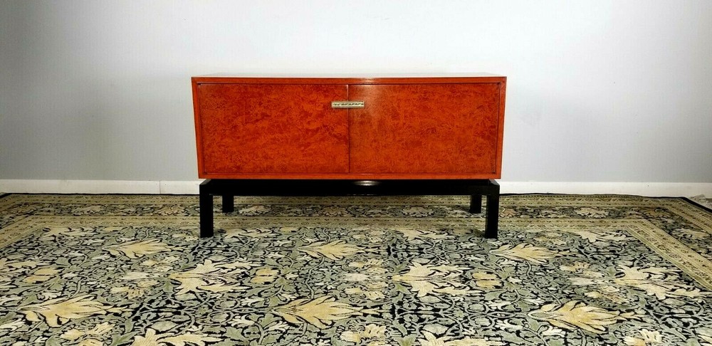 Asian Sideboard Server Buffet Handmade Silver Handle Fish Red Black Lacquer