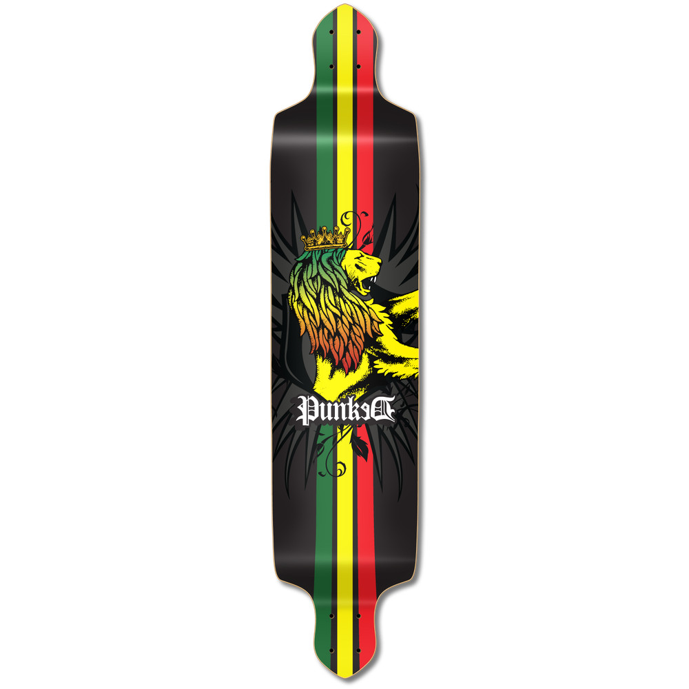 Yocaher Drop Down Longboard Deck - Rasta (DECK ONLY)