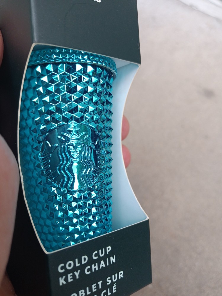 Starbucks Studded Chrome Touch Cold Cup Keychain - Blue