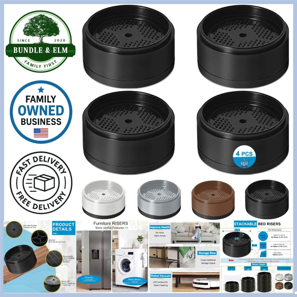 Bed Risers Heavy Duty Adjustable Stackable Furniture Blocks 4 Pack