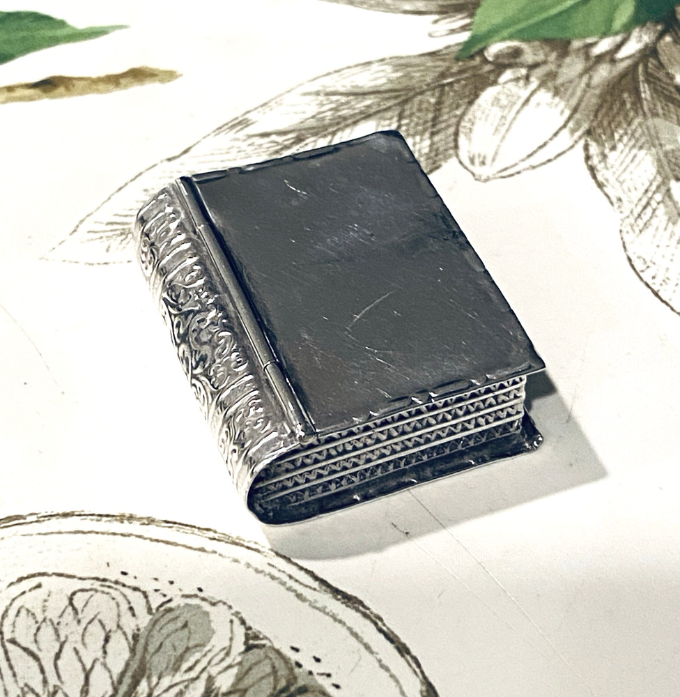 Antique Sterling Silver Book Pill Box
