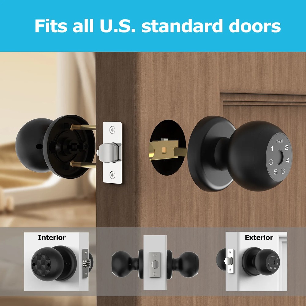 Ball-Shaped Smart Lock Fingerprint App-Controlled Passcode ElectronicTouchscreen