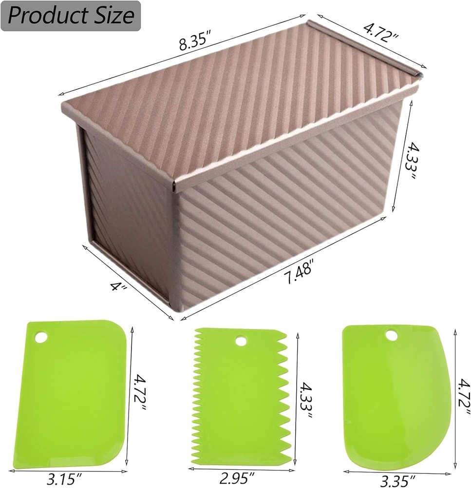 Pullman Loaf Pan Non-Stick Steel 1Lb Capacity Rectangular Bread Pan