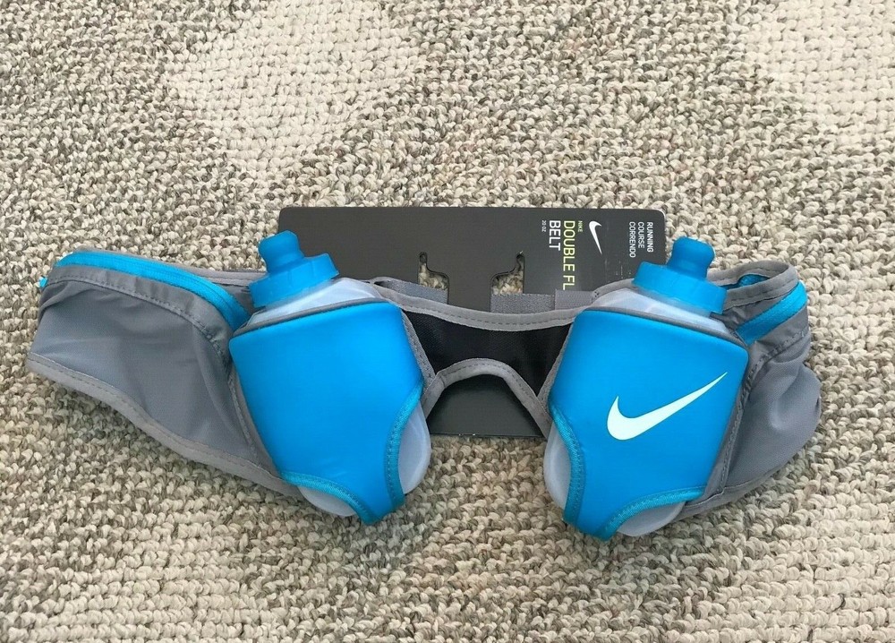 Nike Water Bottle Storage Belt Pack Double Flask Running Blue Form Fitting Shape