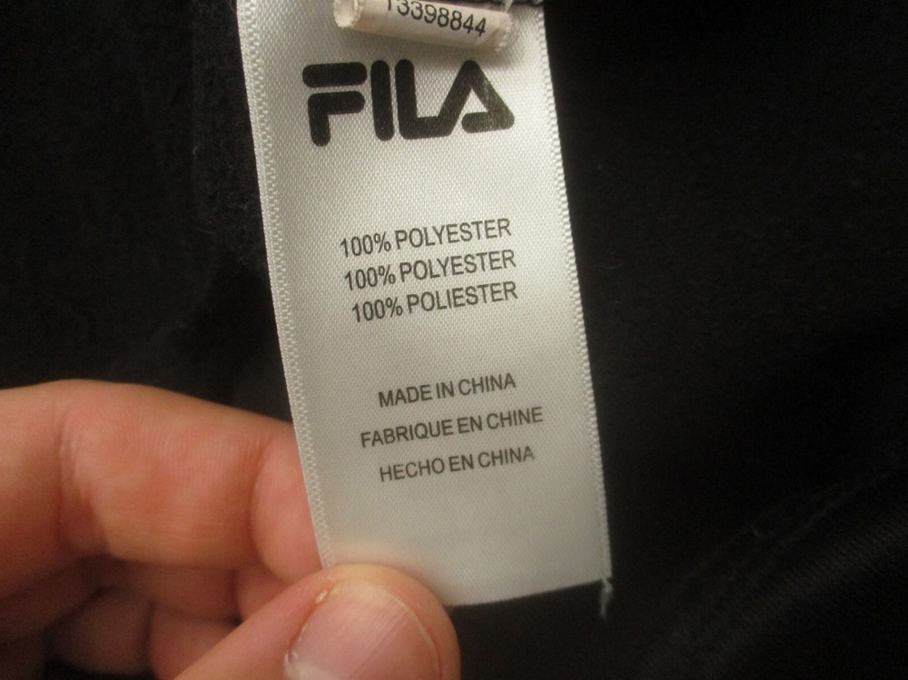 FILA Size 2XL Mens BLK Full Zip Drawstring Pocket Training Athletic Jacket 871