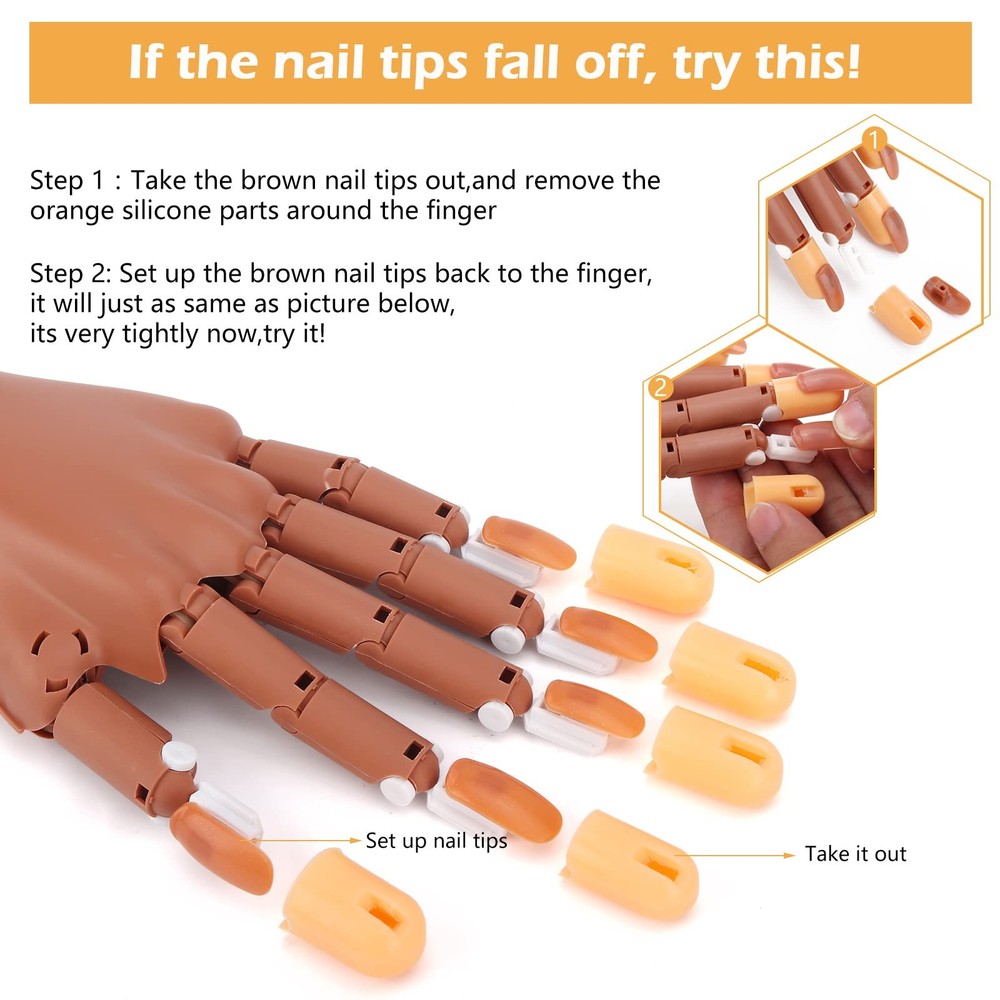 Practice Hand for Acrylic Nails, Flexible Nail Practice Hands Training Kits, ...