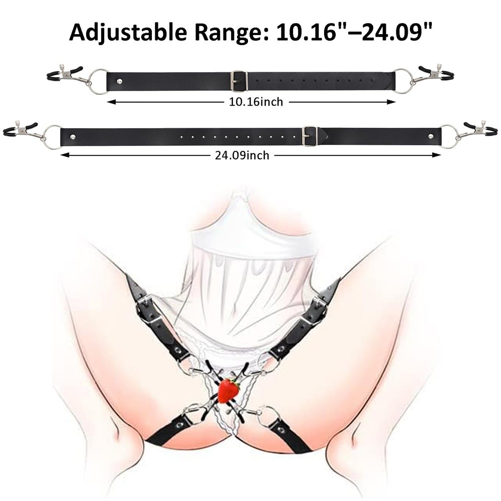 Adjustable Labia Spreader Straps with Clamps, BDSM Bondage Restraints Couples...