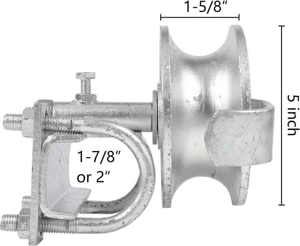 Sliding Gate Rollers - Steel Hardware for 2'' Frame & 1-5/8'' Track (2 Pack)