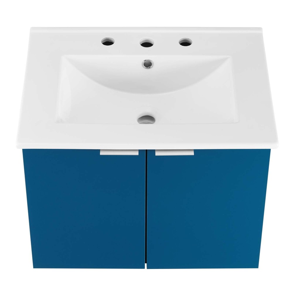 Modway Maybelle 24" Wall-Mount Bathroom Vanity In Navy White