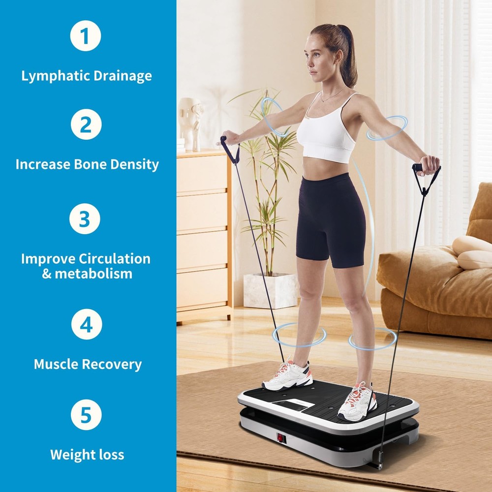 Vibration Plate Exercise Machine with Pushup Handle & Bluetooth, Full-Body Vi...