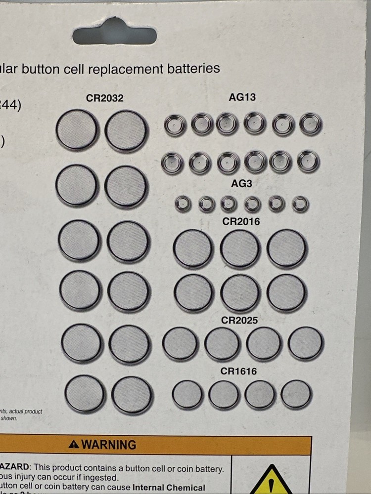 44 Piece Button Cell Battery Variety Pack W483 by Performance Tool 2 Pack