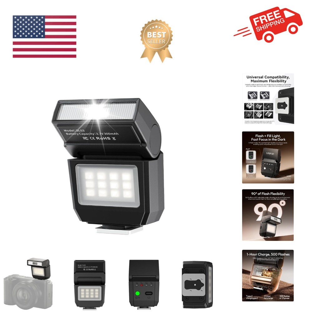 SL03 Camera Mini Flash Speedlite with Video Light for Beginners Basic, GN8 65...