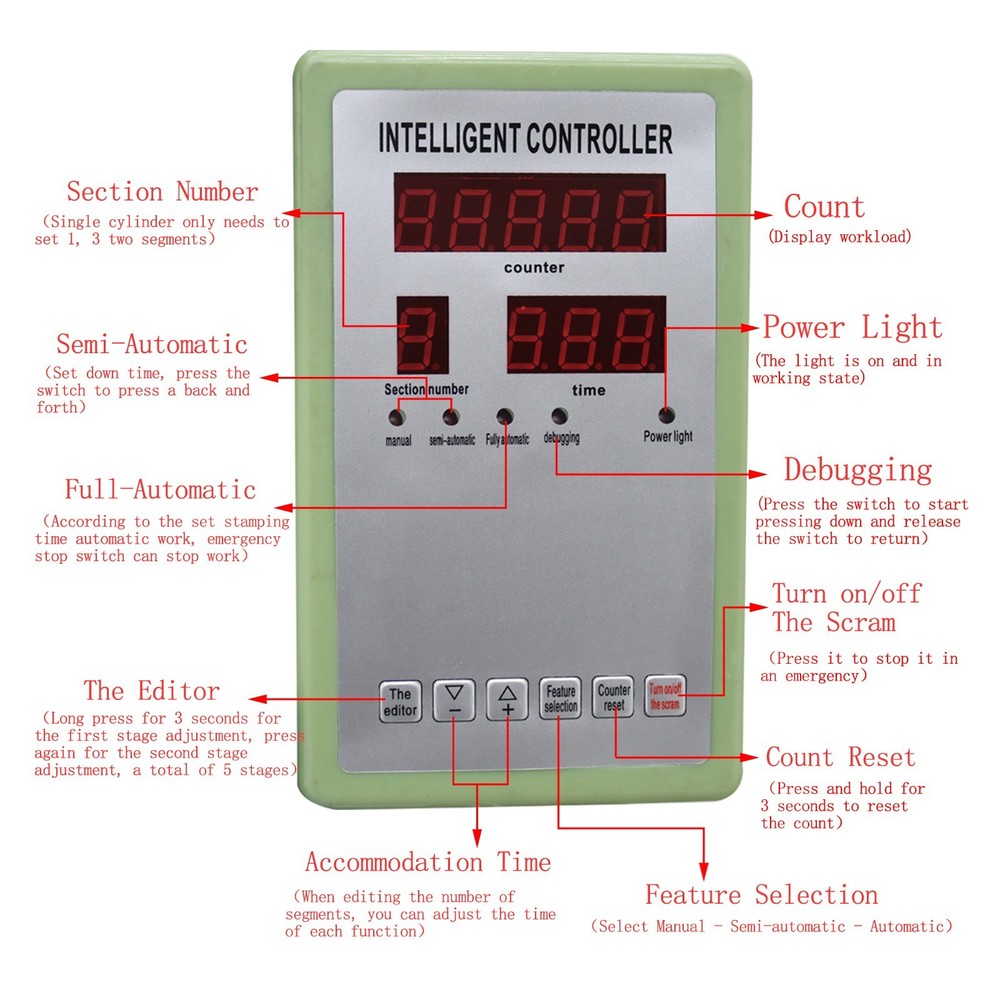 1102LB Pneumatic Punch Press Machine w/Controller Double Columns Three Boards