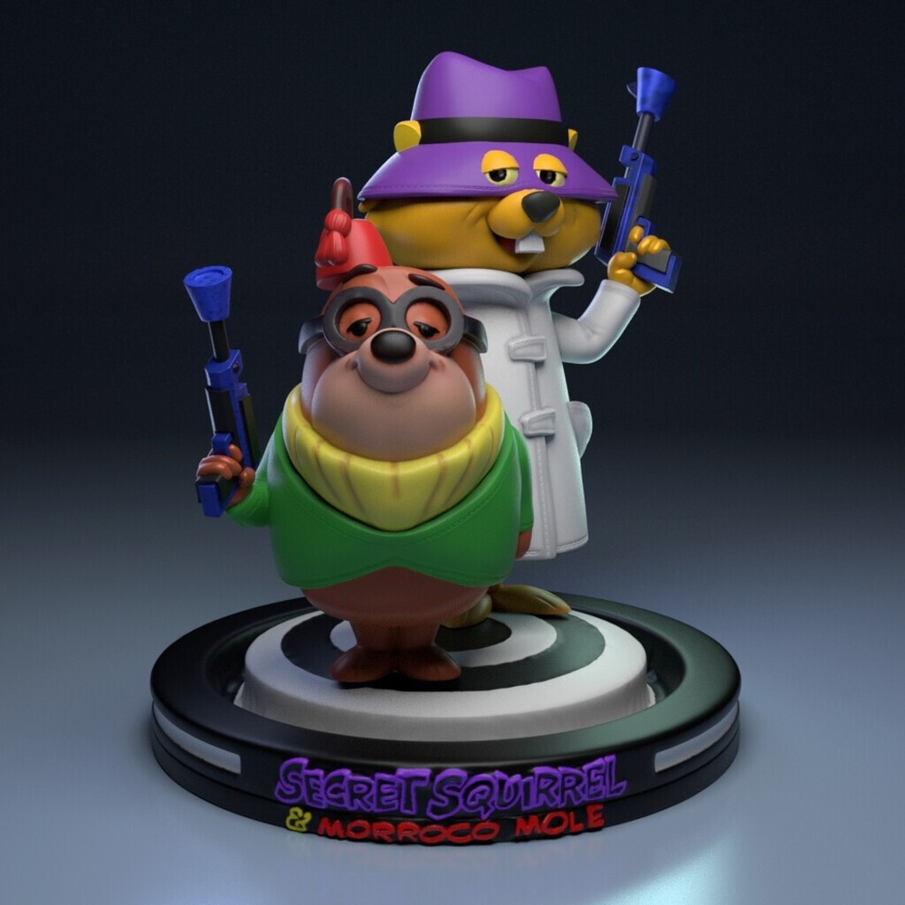 UNPAINTED Secret Squirrel and Morocco Mole 3d Printed Model Kit UW
