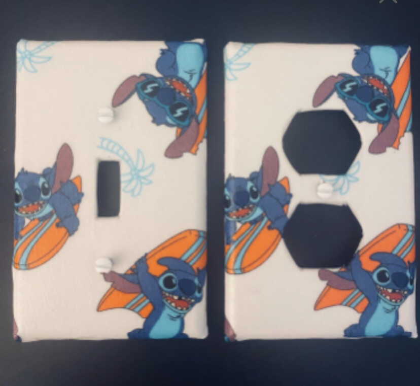 Assorted Lilo & Stitch Hawaiian Handmade Fabric Switch Plate Covers Set.