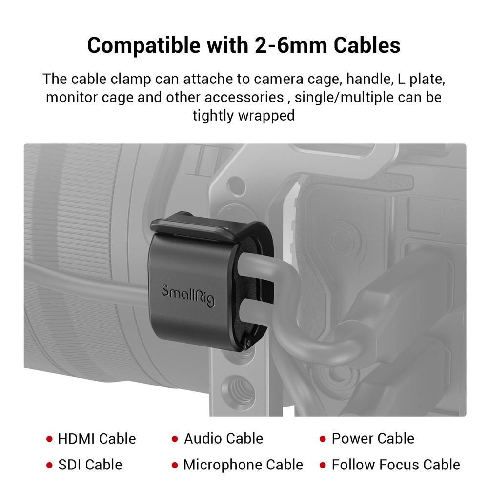 SmallRig Camera Cable Clamp (4 pcs) for HDMI / SDI / Microphone Cable, 2-6mm