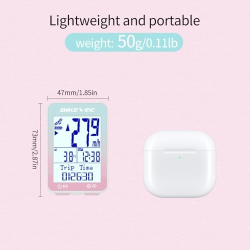 GPS Speedometer & Odometer - Wireless Bike Computer, Pink-A【Standard Mount】