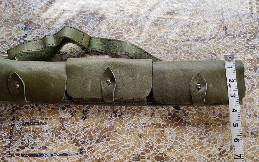 Adjustable Green Leather Ammunition Belt Buckle