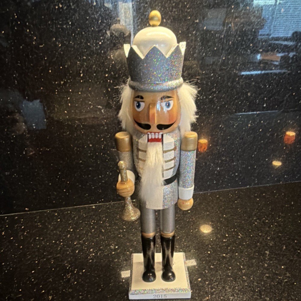 Threshold Christmas Nutcracker Silver Glitter Wood 2015