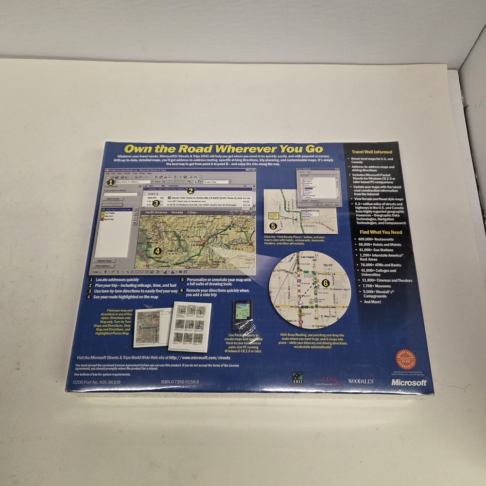 Vintage Microsoft Streets & Trips 2001 PC Software Program Brand, New Sealed