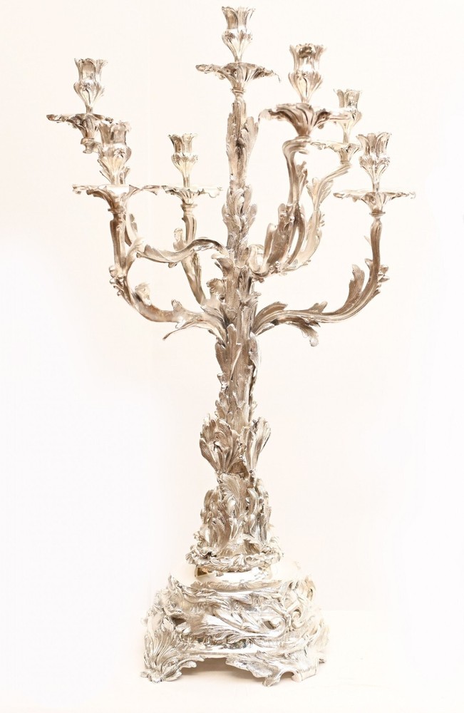 Pair Silver Plate Rococo Candelabras Victorian Candles Sheffield