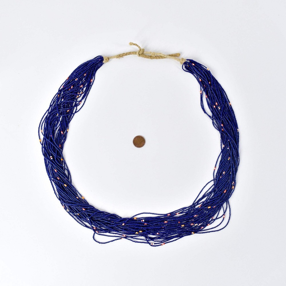 Baule Tamba Dark Blue Seed Bead Necklace