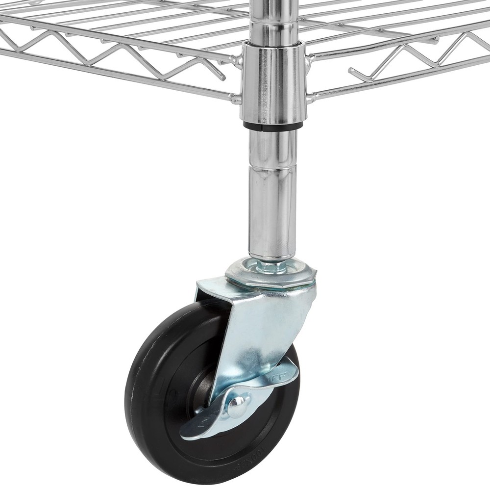 Amazon Basics Portable Kitchen 3-Tier Storage Rack on Caster Wheels with Adju...