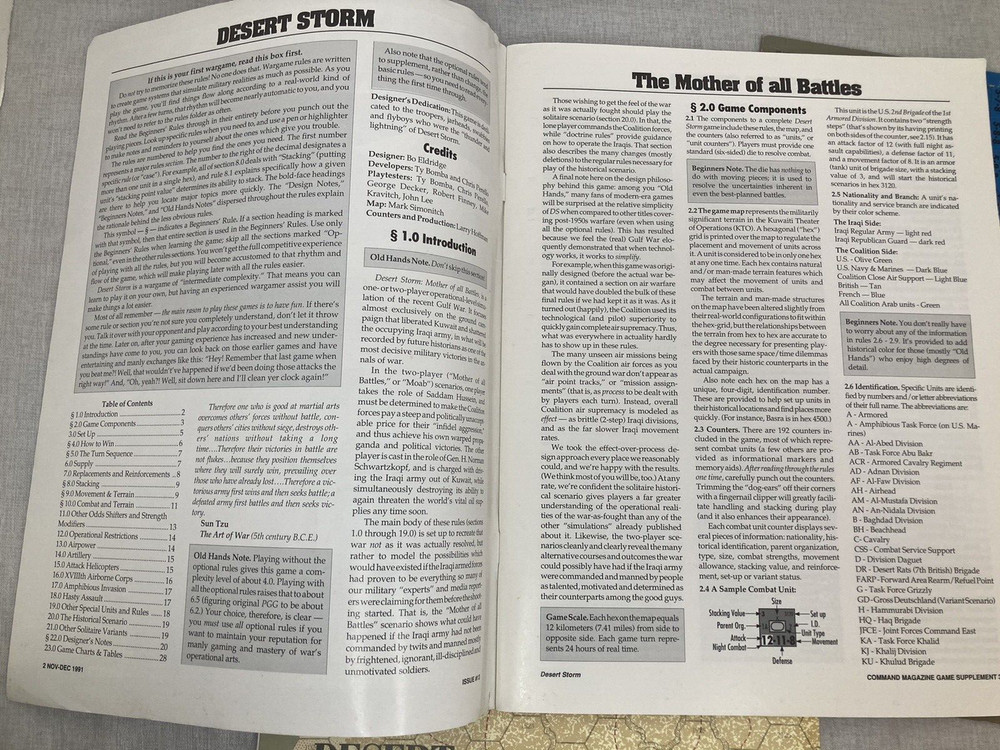 Command Mgz Game Supplement Issue 13 Desert Storm w/Map & Counters - Unpunched