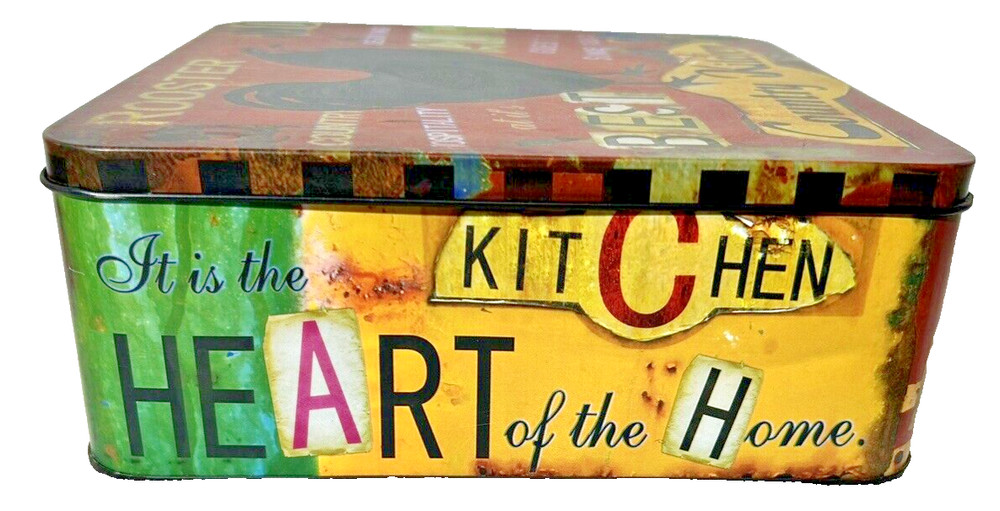 Roosters -Best County Kitchen - Kitchen Decor - 8" Square Tin Container