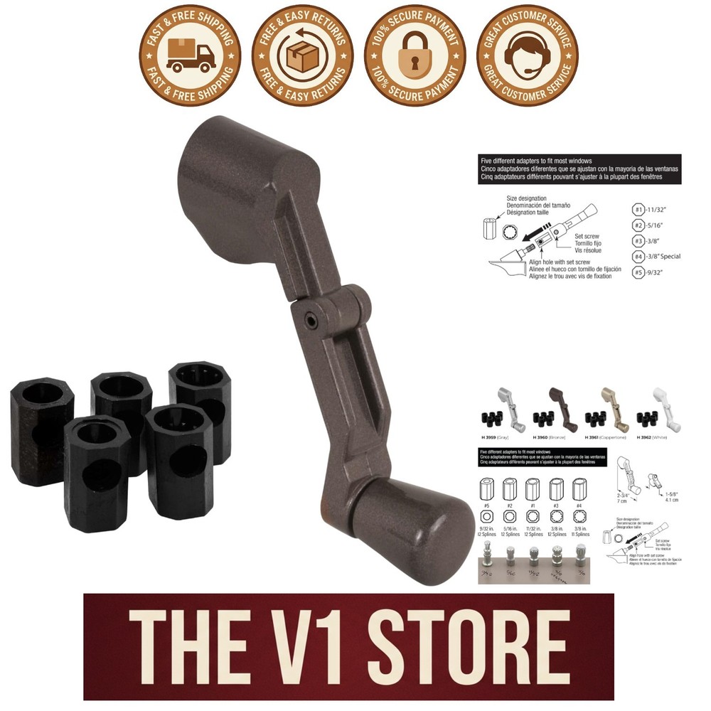 Elegant Bronze Folding Crank Handle for Windows - Easy Installation, 2-3/4 In.
