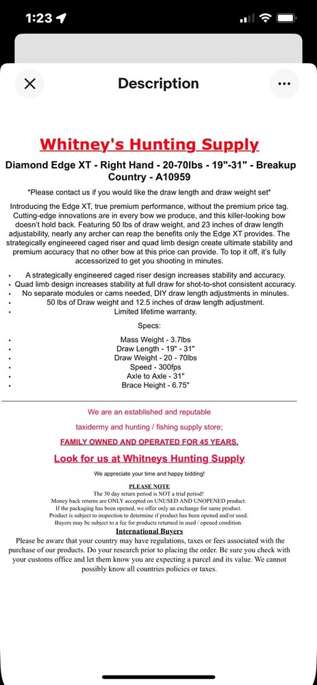 Bowtech Diamond Infinite Edge Compound Bow Right-Handed