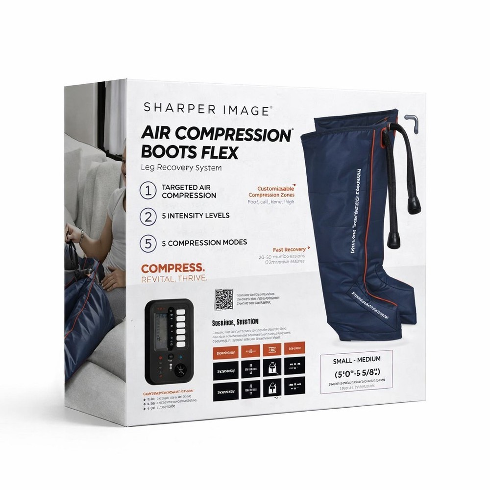 Sharper Image PowerBoost Air Compression Boots Leg Massager S-M