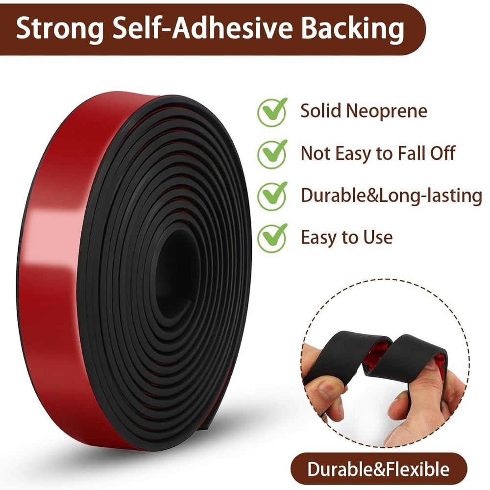 Neoprene Rubber Strips, 1" Wide X 1/16" Thick X 115" Long Adhesive Solid Rubb...