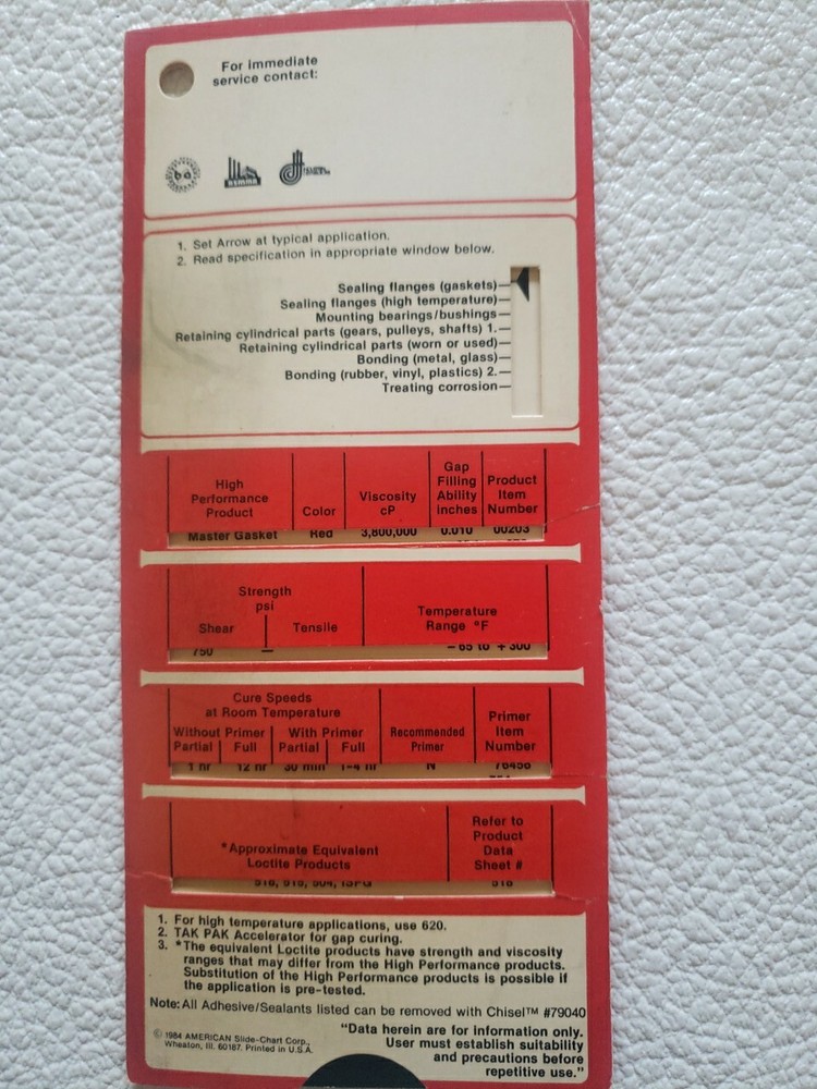 Vintage Loctite Problem Solver Slide Rule Product Selector 1984