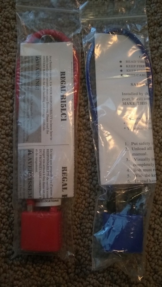 Cable Gun Pistol Lock w Keys in Package Quantity 3