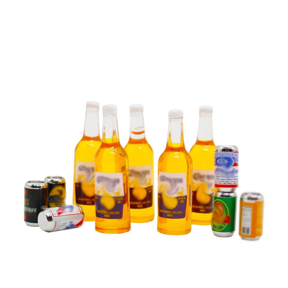1:12 Scale 11 Pcs Miniature Beer Bottles and Cans Mini Small, Set E