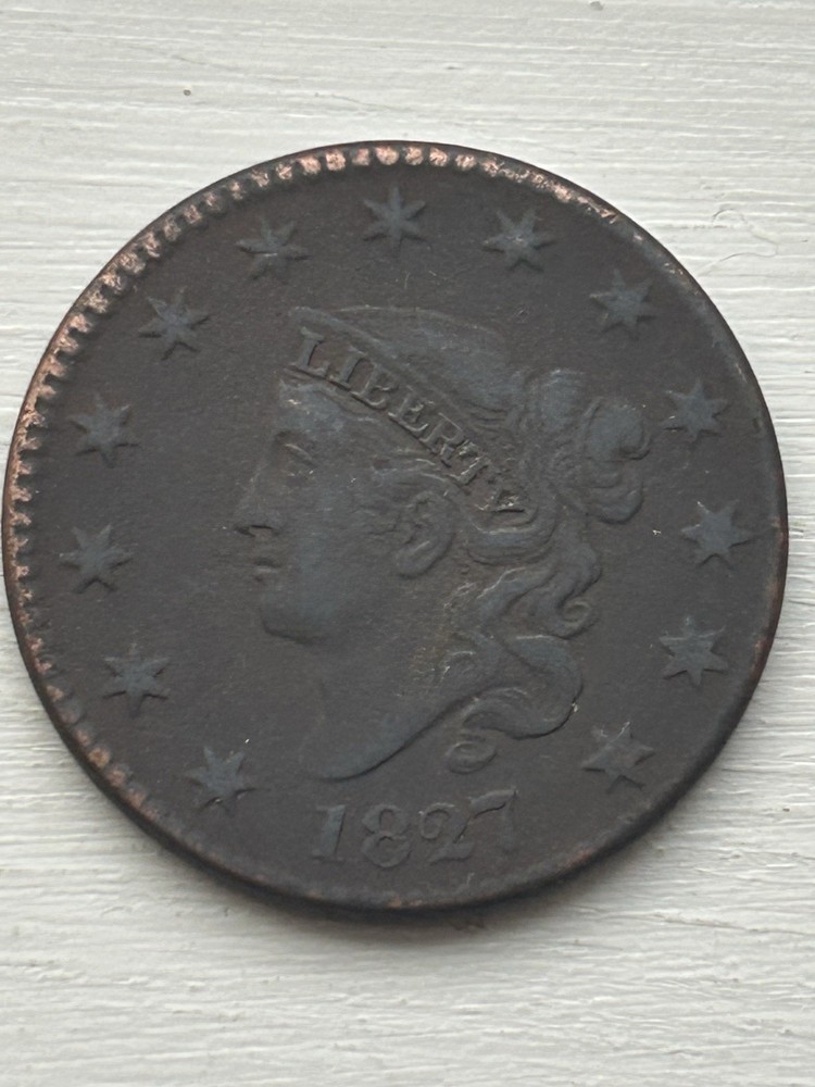 1827 Matron Head Large Cent VF