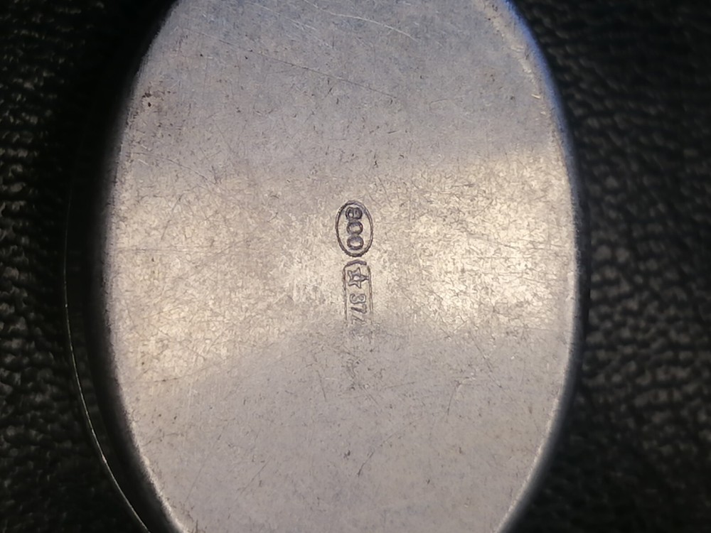 Vintage Silver 800 Pill Case Box - Simple Decorative Pattern, 7.88g