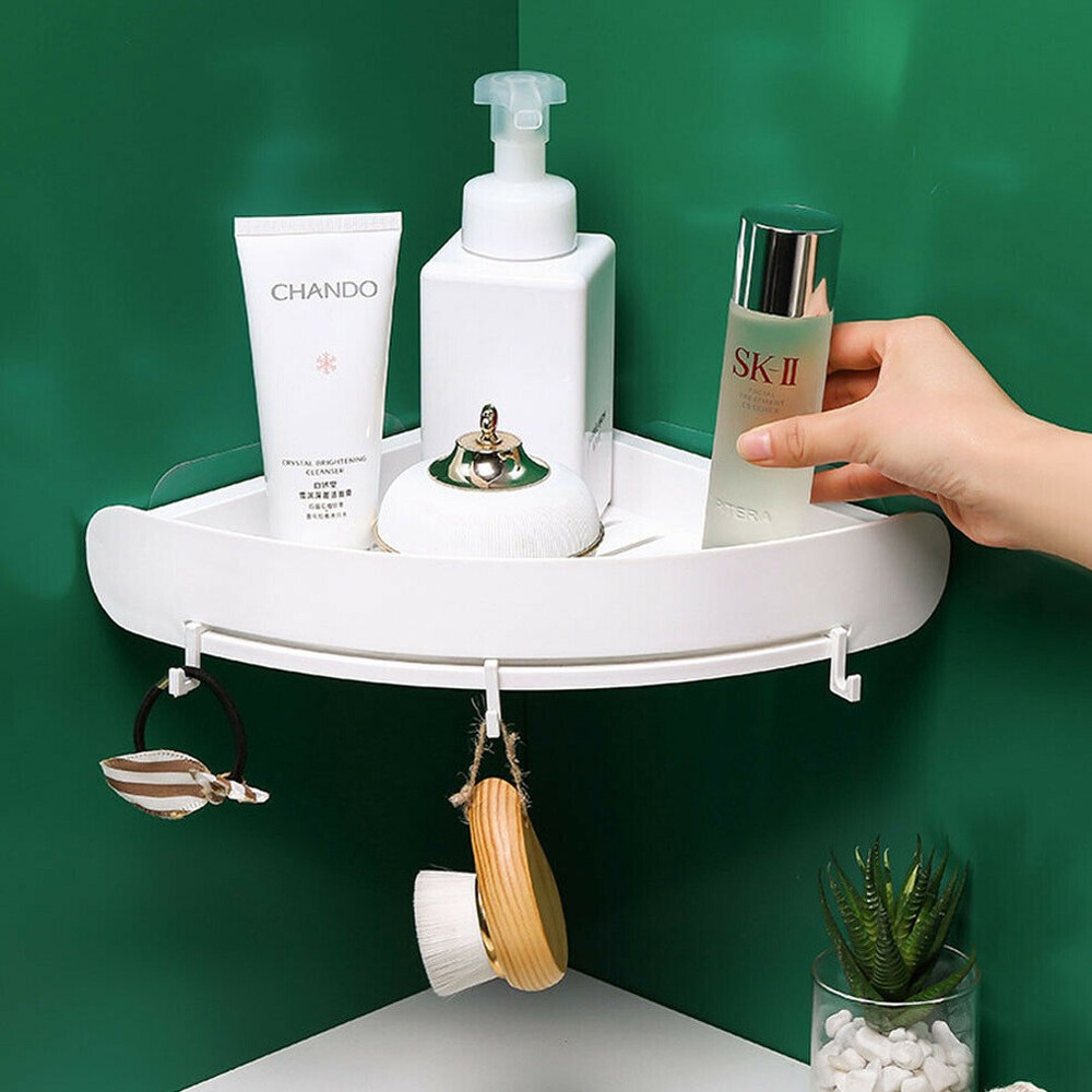 US 1-2Pc Triangular Shower Shelf Corner Storage Rack Bathroom Organizer Holder