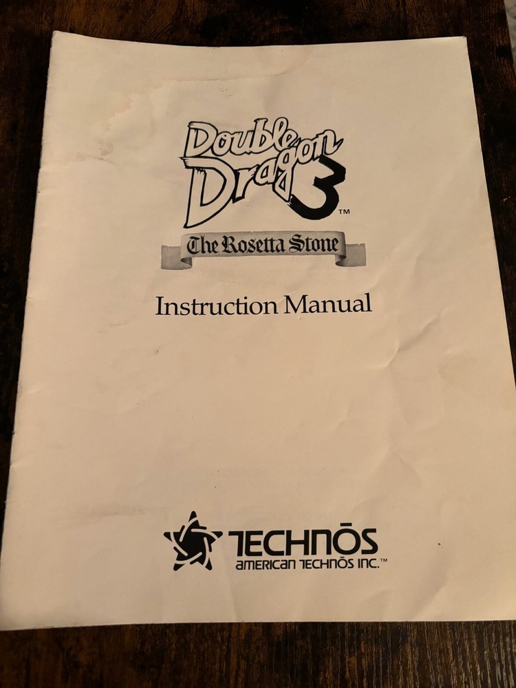 Double Dragon 3 The Rosetta Stone Instruction Manual
