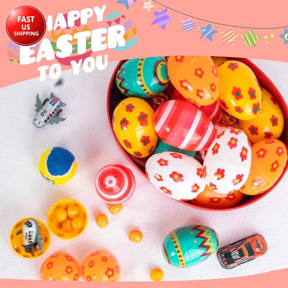 Jumbo 3 Inch Reusable Plastic Easter Eggs 30 Count - Premium Fillable Easter Egg