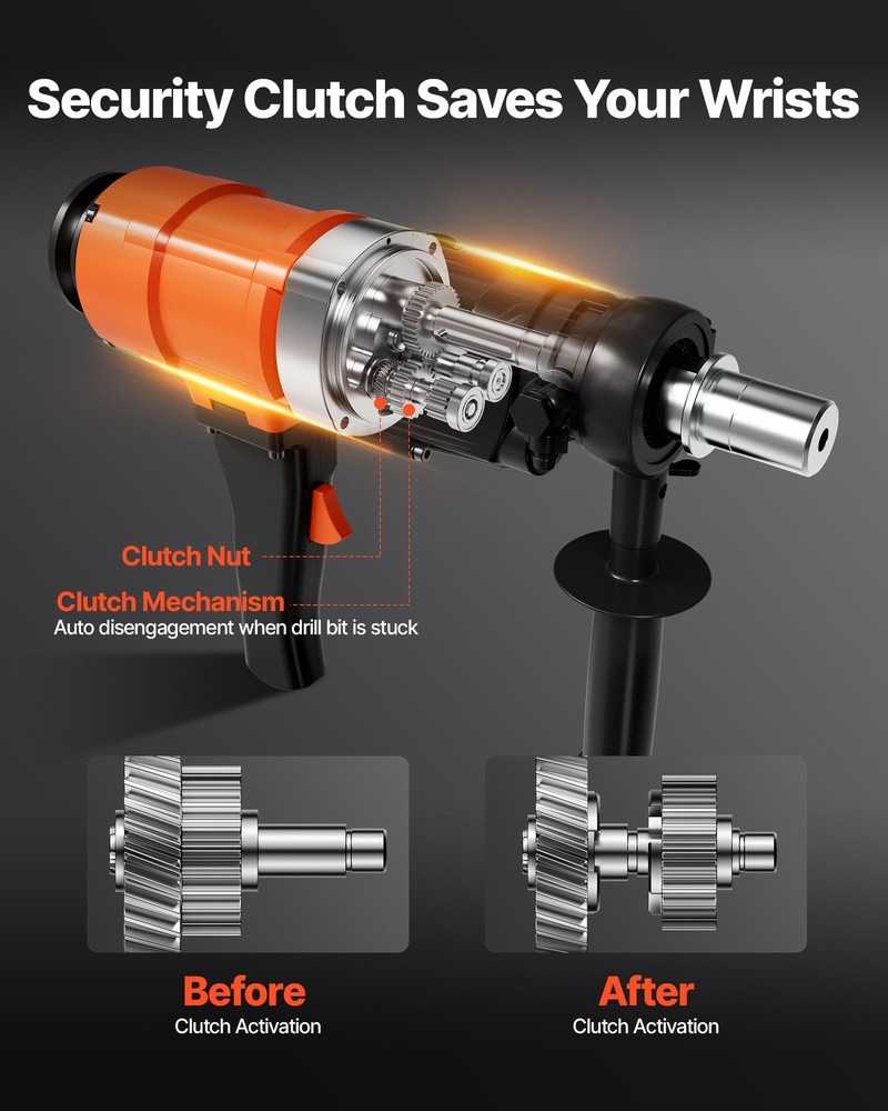 VEVOR Diamond Core Drill Machine Handheld and Stand Concrete Core Drill Rig 8 in