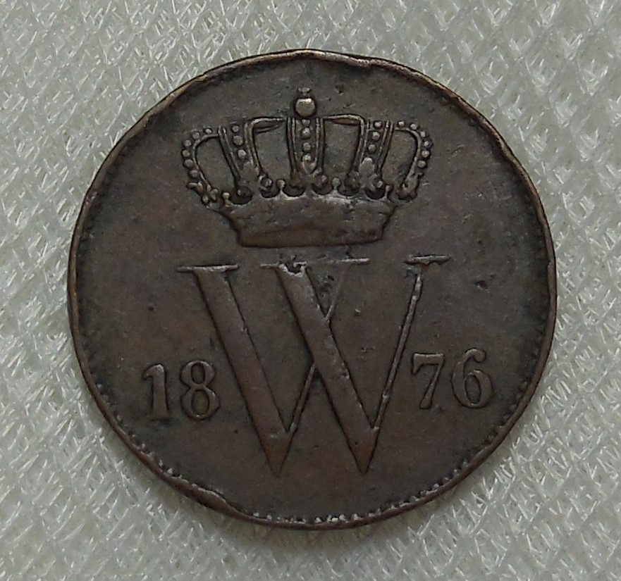 1876 NETHERLANDS 1 CENT COPPER COIN