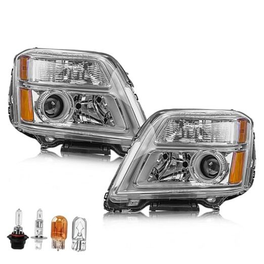 Headlight Assembly Compatible with GMC Terrain 2010 2011 2012 Pair with Bulbs