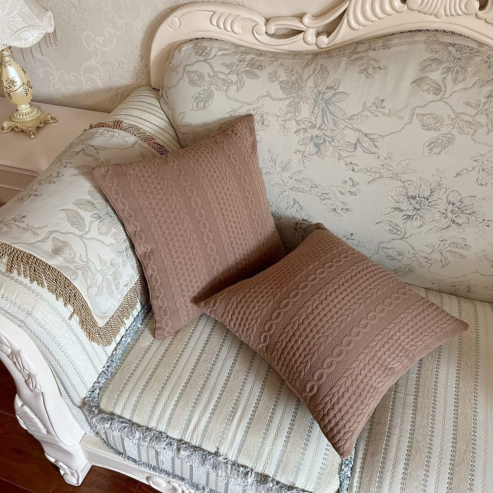 Himerus Super Soft Embossed Braided Pattern, 2 Farmhouse Throw Pillow Covers