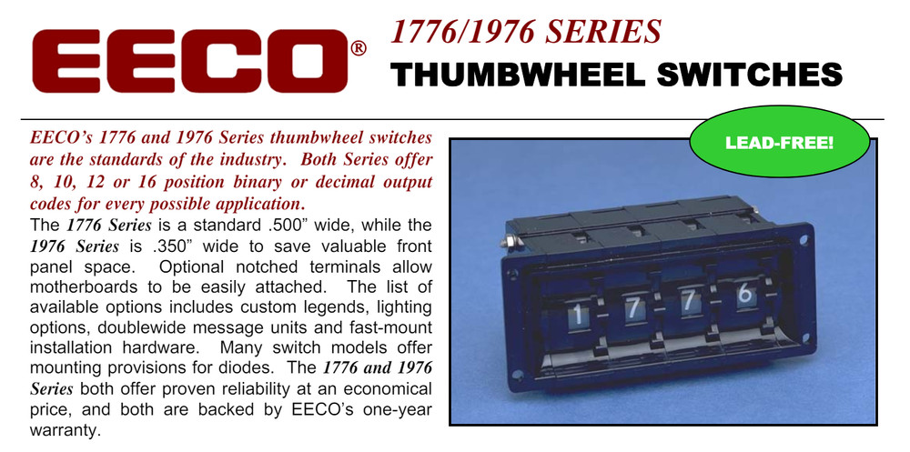 EECO Switch 177612MV, 2 10-Digit Thumb Wheels