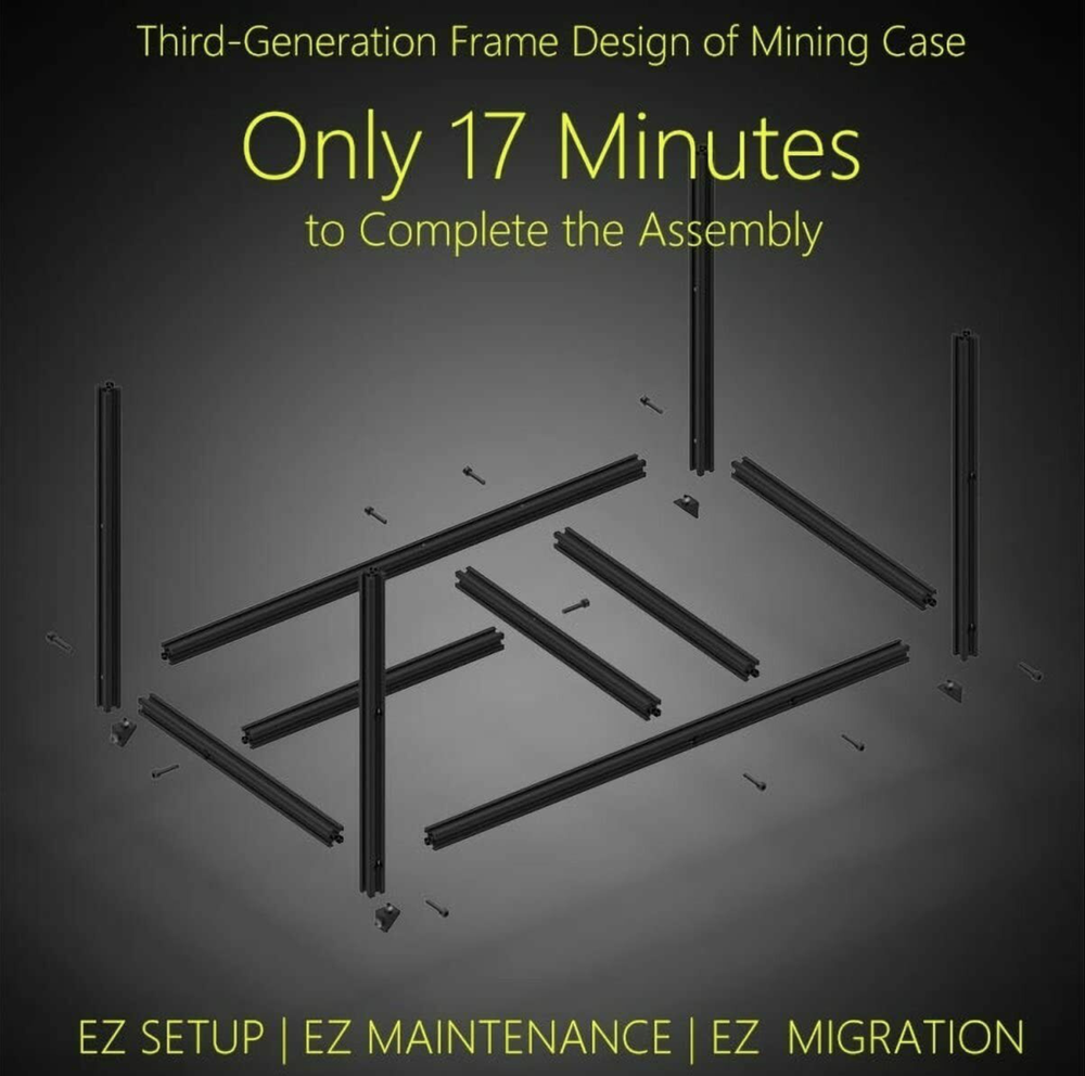 Veddha 6 GPU Miner Case Aluminum Stackable Mining Case Rig Open Air Frame USA!!!