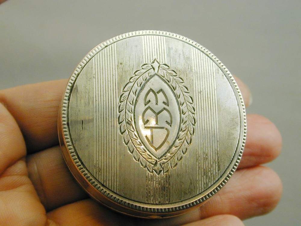 Antique Ornate Elgin AM Sterling Chatelaine Compact With Mirror