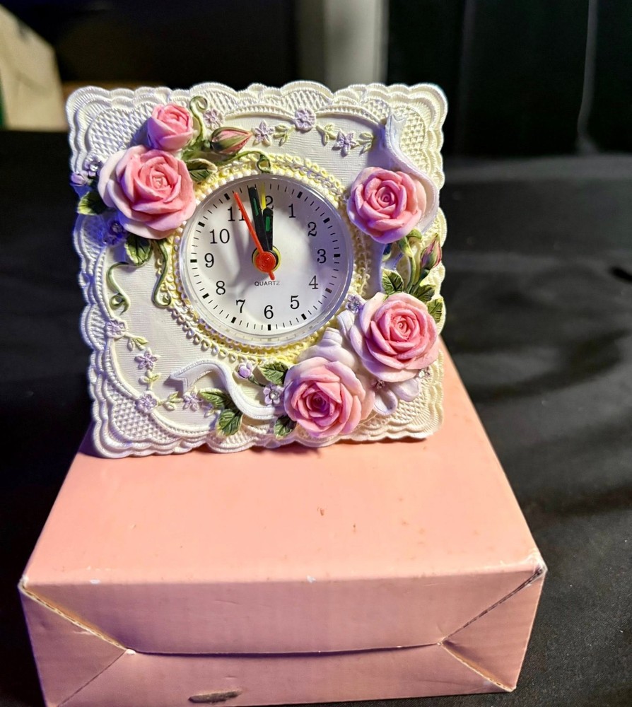 Floral Pattern Resin Clock 4X4 inches