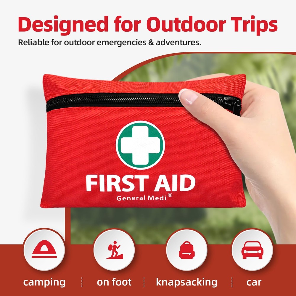 General Medi Mini First Aid Kit, 110 Piece Small First Aid Kit Includes Emer...